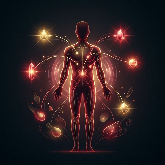 Nutritional deficiency concept — trace minerals flowing into the body